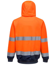 Portwest Hi-Vis Two Tone Hooded Sweatshirt PW1250 - PW1250 Orange/Navy Back