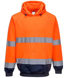 Portwest Hi-Vis Two Tone Hooded Sweatshirt PW1250 - Orange/Navy