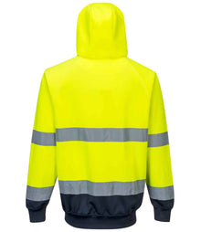 Portwest Hi-Vis Two Tone Hooded Sweatshirt PW1250 - PW1250 Yellow/Navy Back