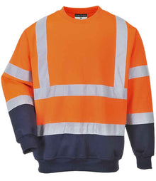 Portwest Hi-Vis Two Tone Sweatshirt PW668 - Orange/Navy