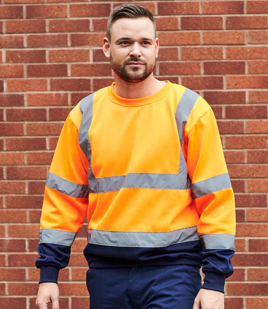Portwest Hi-Vis Two Tone Sweatshirt PW668 - PW668 Orange/Navy Model