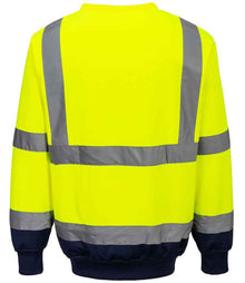 Portwest Hi-Vis Two Tone Sweatshirt PW668 - PW668 Yellow/Navy Back