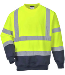 Portwest Hi-Vis Two Tone Sweatshirt PW668 - Yellow/Navy