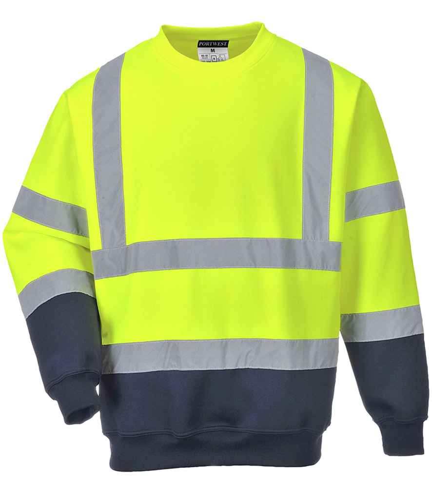 Portwest Hi-Vis Two Tone Sweatshirt PW668 - Yellow/Navy