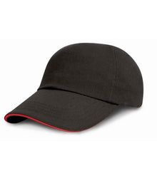 Result Low Profile Heavy Brushed Cotton Cap with Sandwich Peak RC024P - Black/Red