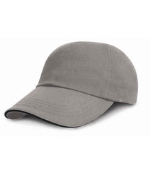 Result Low Profile Heavy Brushed Cotton Cap with Sandwich Peak RC024P - Grey/Black