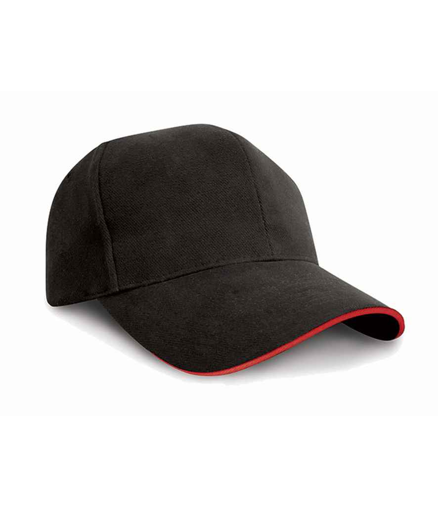 Result Pro-Style Heavy Brushed Cotton Cap RC025P - Black/Red
