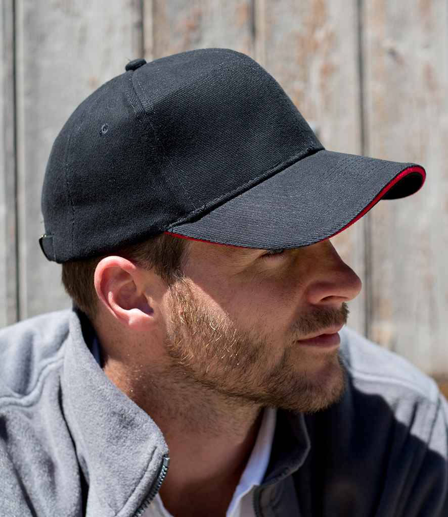 Result Pro-Style Heavy Brushed Cotton Cap RC025P - RC025P Black/Red Model