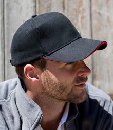 Result Pro-Style Heavy Brushed Cotton Cap RC025P - RC025P Black/Red Model