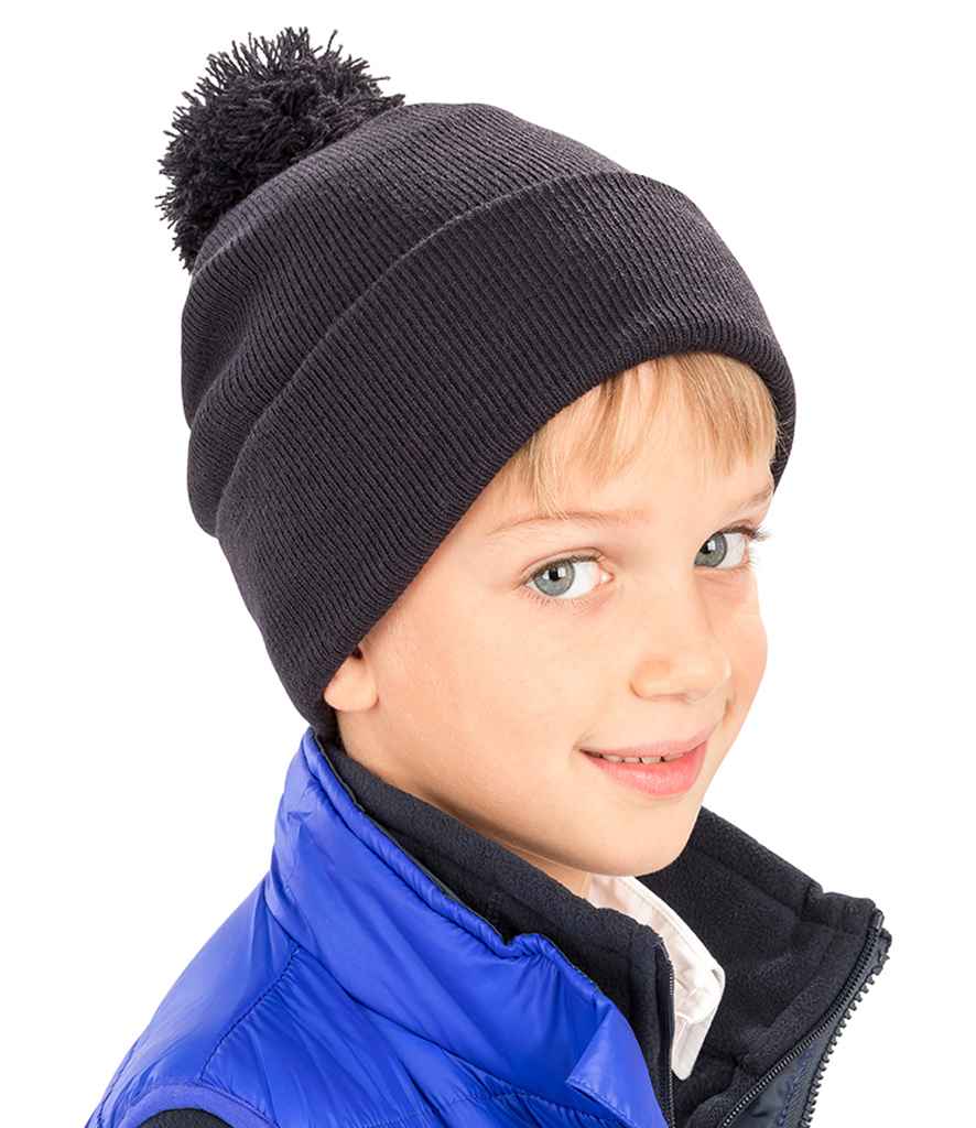 Result Core Kids Pom Pom Beanie RC028B - RC028B Black Model