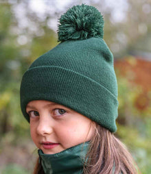 Result Core Kids Pom Pom Beanie RC028B - RC028B Bottle Green Model