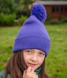 Result Core Kids Pom Pom Beanie RC028B - RC028B Purple Model