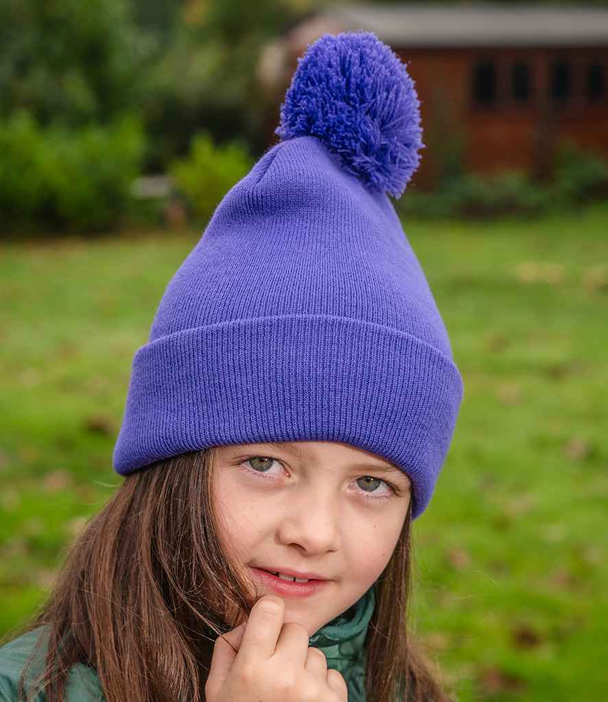Result Core Kids Pom Pom Beanie RC028B - RC028B Purple Model