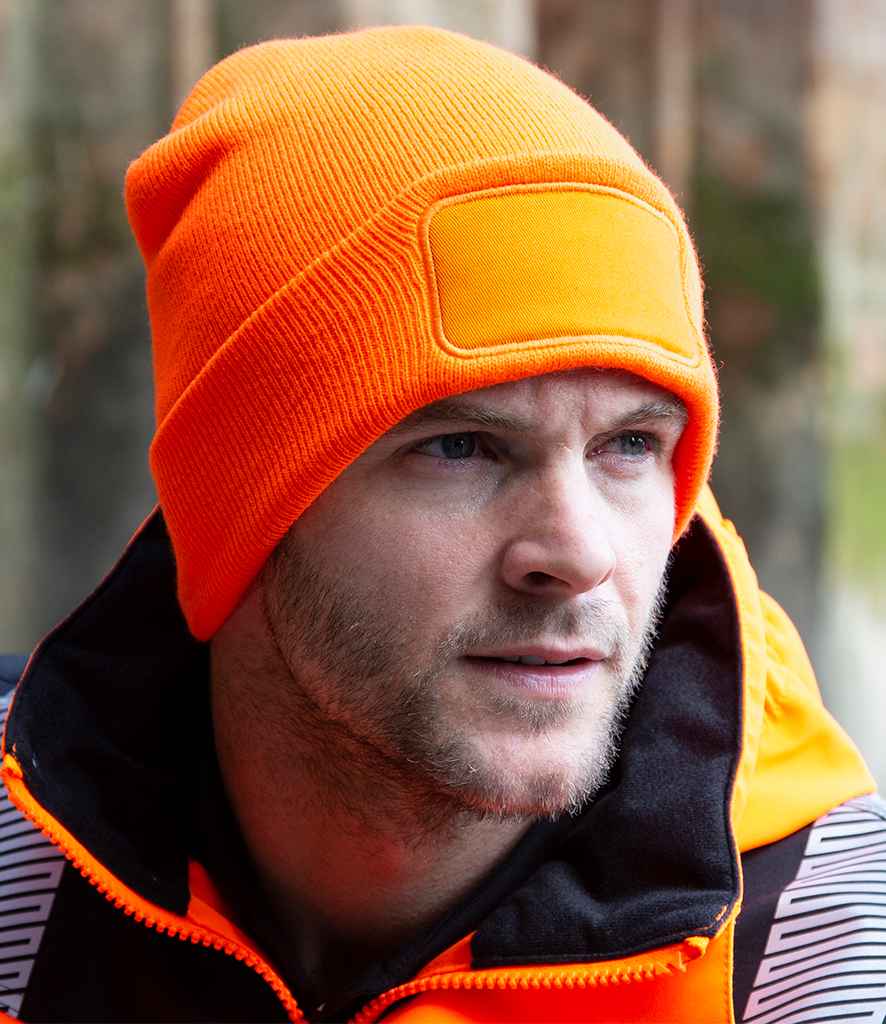 Result Double Knit Thinsulate™ Printers Beanie RC034 - RC034 Fluorescent Orange Model