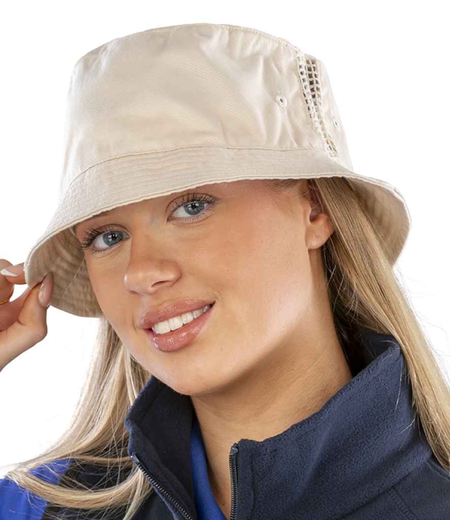 Result Deluxe Washed Cotton Bucket Hat RC045 - RC045 Natural Model
