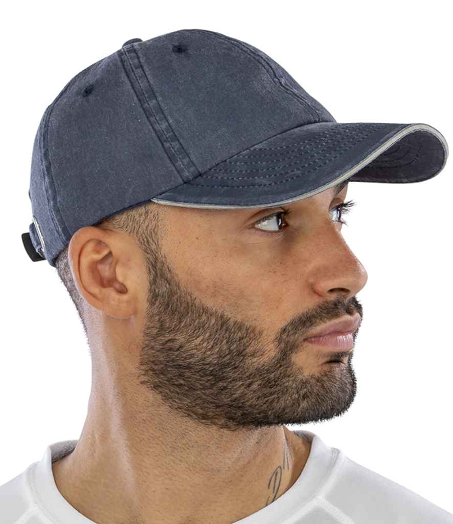 Result Washed Fine Line Cotton Cap RC054 - RC054 Navy Model