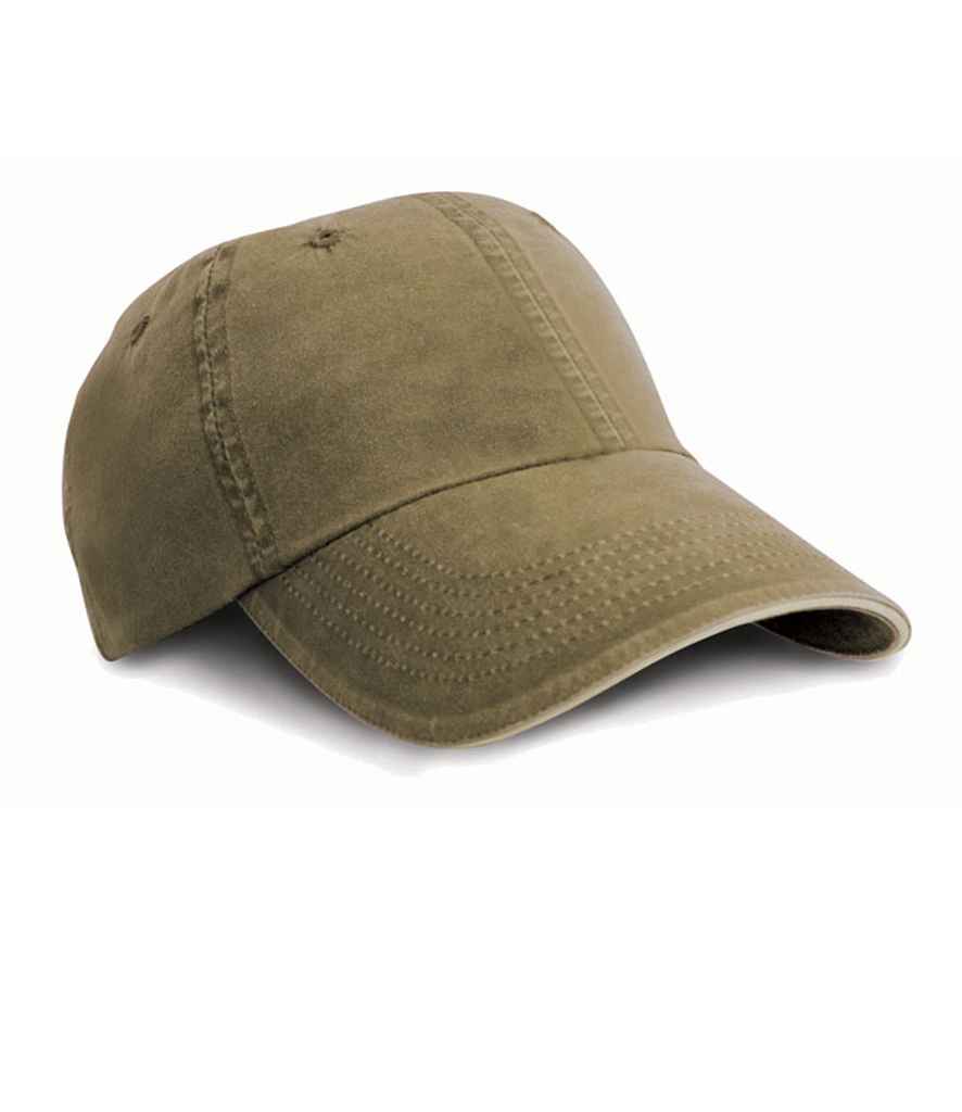 Result Washed Fine Line Cotton Cap RC054 - Olive Green