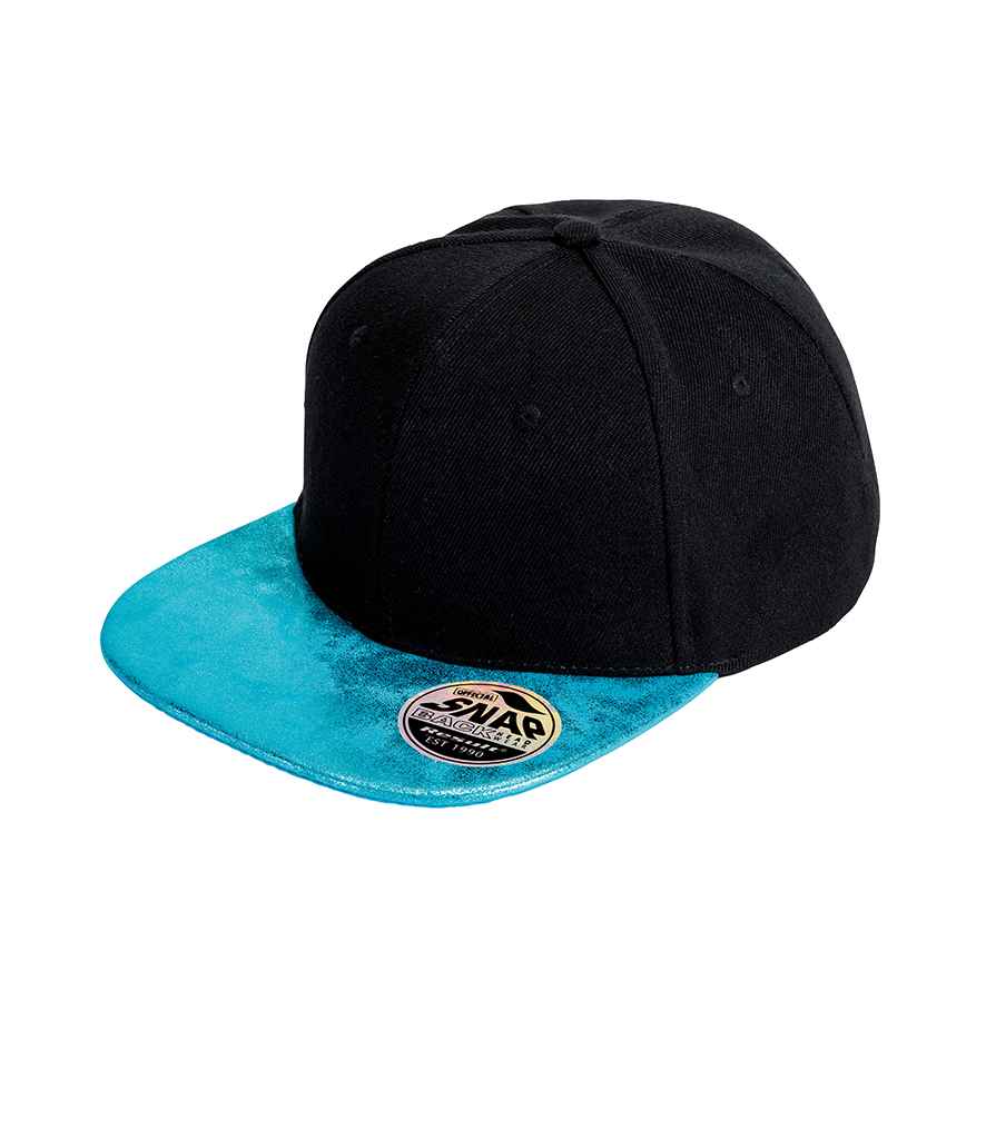 Result Bronx Glitter Snapback Cap RC087 - Black/Turquoise Blue