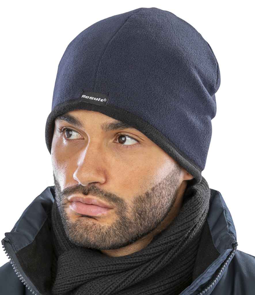 Result Reversible Micro Fleece Bob Hat RC142 - RC142 Black/Navy Model