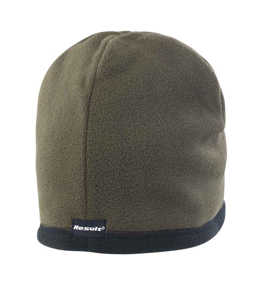 Result Reversible Micro Fleece Bob Hat RC142 - Olive Green/Black