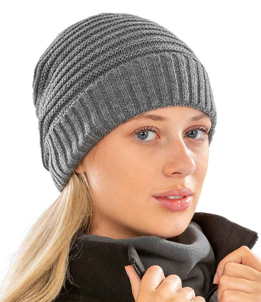 Result Braided Fleece Lined Hat RC376 - RC376 Grey Model