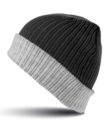 Result Double Layer Knitted Hat RC378 - Black/Grey