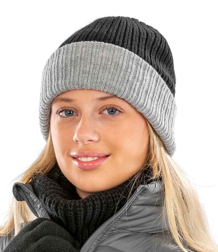 Result Double Layer Knitted Hat RC378 - RC378 Black/Grey Model