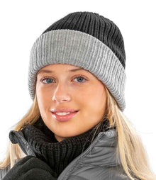 Result Double Layer Knitted Hat RC378 - RC378 Black/Grey Model
