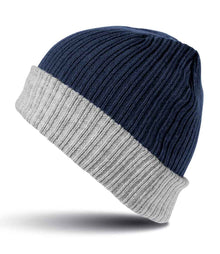 Result Double Layer Knitted Hat RC378 - Navy/Grey