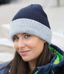 Result Double Layer Knitted Hat RC378 - RC378 Navy/Grey Model