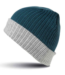 Result Double Layer Knitted Hat RC378 - Teal/Grey