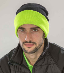 Result Recycled Compass Beanie RC930 - RC930 Black/Lime Green Model