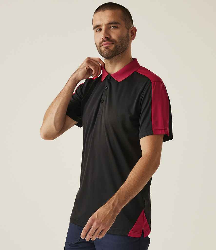Regatta Contrast Quick Wicking Piqué Polo Shirt RG424 - RG424 Black/Classic Red Model