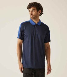 Regatta Contrast Quick Wicking Piqué Polo Shirt RG424 - RG424 Navy/New Royal Blue Model