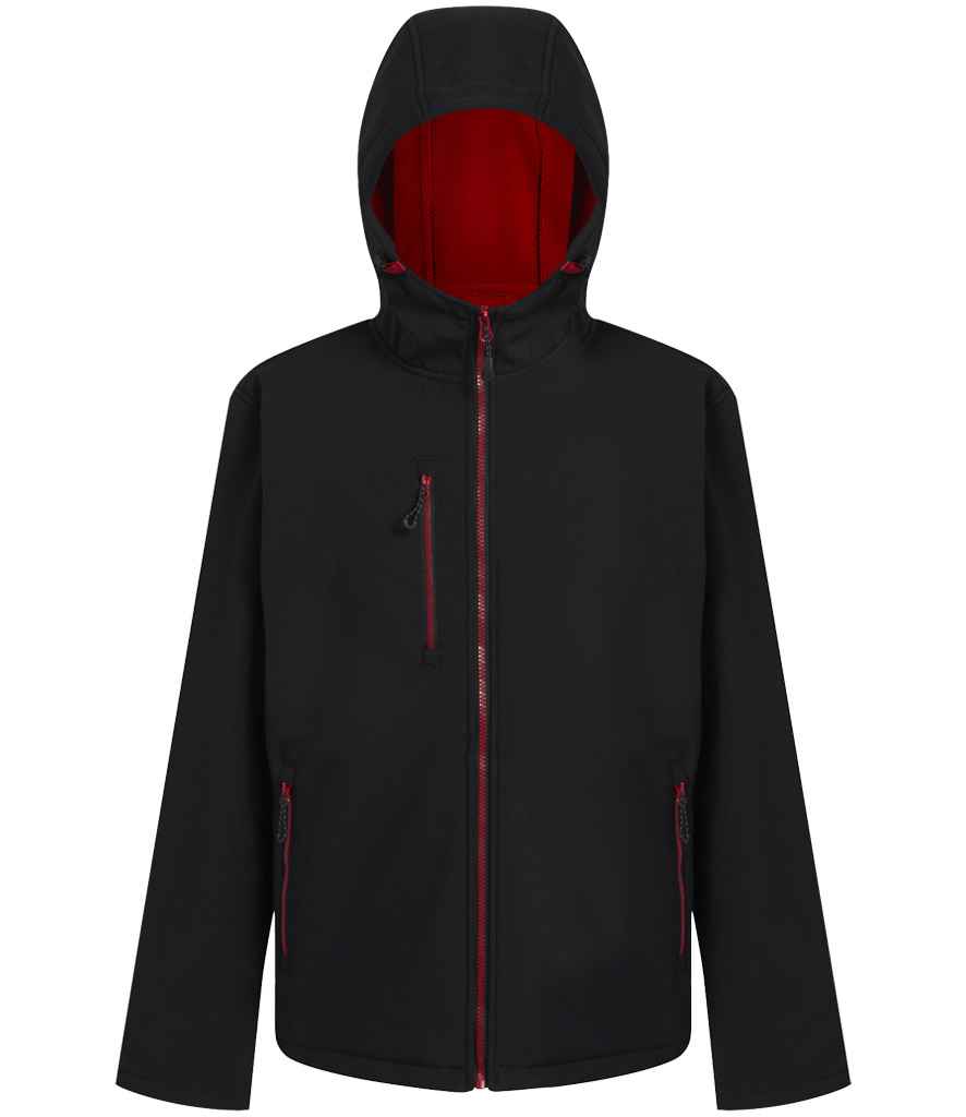 Regatta Navigate Two Layer Hooded Soft Shell Jacket RG454 - Black/Classic Red