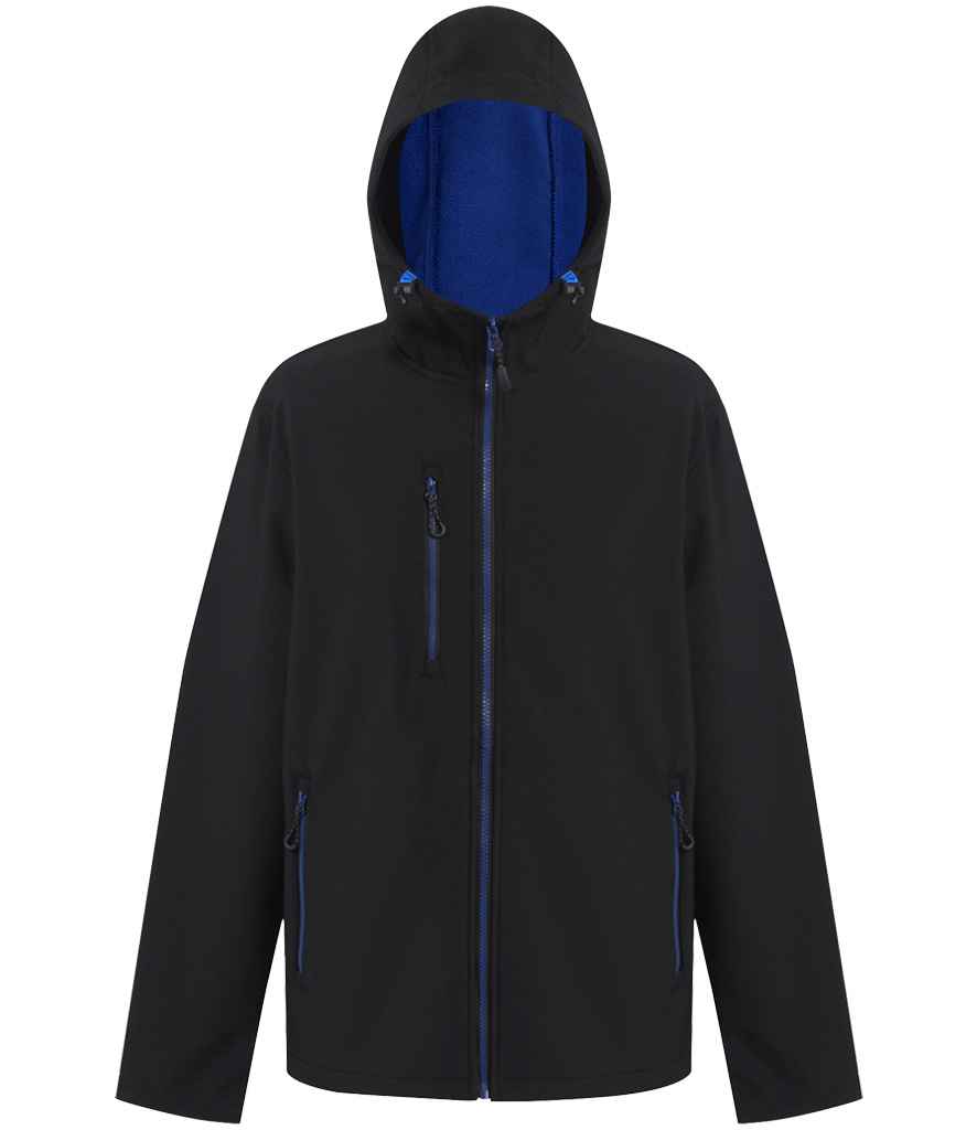Regatta Navigate Two Layer Hooded Soft Shell Jacket RG454 - Black/New Royal Blue