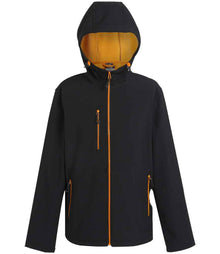 Regatta Navigate Two Layer Hooded Soft Shell Jacket RG454 - Black/Orange Pop