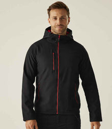 Regatta Navigate Two Layer Hooded Soft Shell Jacket RG454 - RG454 Black/Classic Red Model
