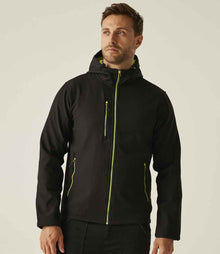 Regatta Navigate Two Layer Hooded Soft Shell Jacket RG454 - RG454 Black/Lime Green Model
