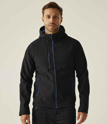 Regatta Navigate Two Layer Hooded Soft Shell Jacket RG454 - RG454 Black/New Royal Blue Model