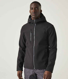 Regatta Navigate Two Layer Hooded Soft Shell Jacket RG454 - RG454 Black/Seal Grey Model