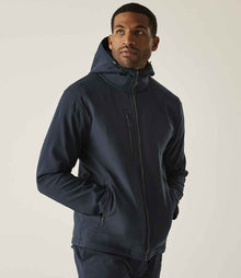 Regatta Navigate Two Layer Hooded Soft Shell Jacket RG454 - RG454 Navy/Seal Grey Model