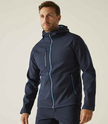 Regatta Navigate Two Layer Hooded Soft Shell Jacket RG454 - RG454 Navy/French Blue Model