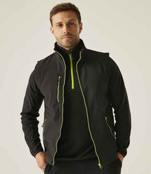 Regatta Navigate Two Layer Soft Shell Bodywarmer RG455 - RG455 Black/Lime Green Model
