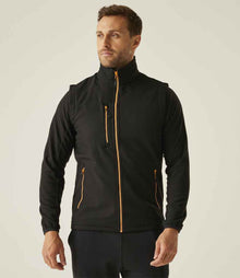 Regatta Navigate Two Layer Soft Shell Bodywarmer RG455 - RG455 Black/Orange Pop Model