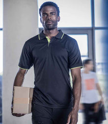 Regatta Navigate Polo Shirt RG456 - RG456 Black/Lime Green Model