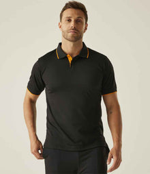 Regatta Navigate Polo Shirt RG456 - RG456 Black/Orange Pop Model