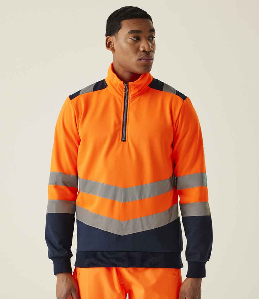 Regatta High Visibility Pro 1/4 Zip Sweatshirt RG460 - RG460 Orange/Navy Model