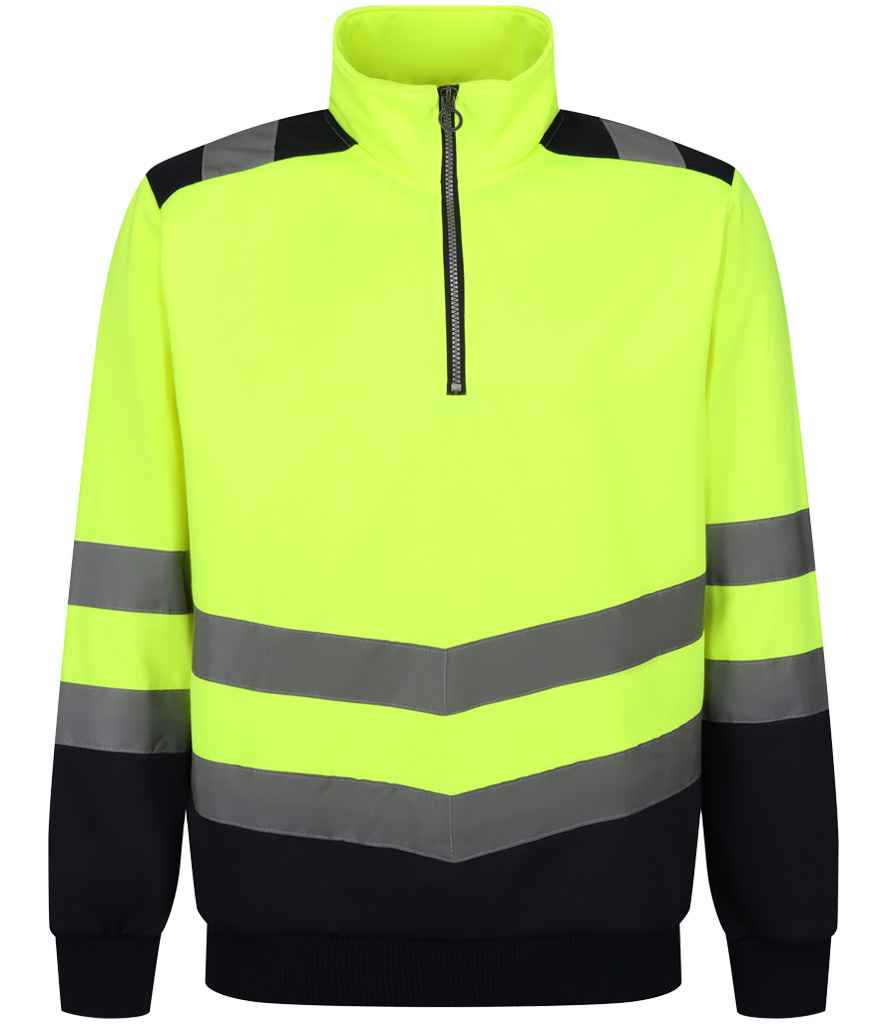 Regatta High Visibility Pro 1/4 Zip Sweatshirt RG460 - Yellow/Navy