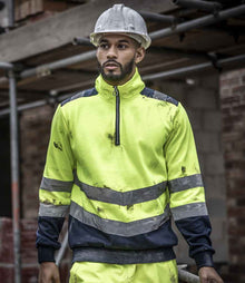 Regatta High Visibility Pro 1/4 Zip Sweatshirt RG460 - RG460 Yellow/Navy Model